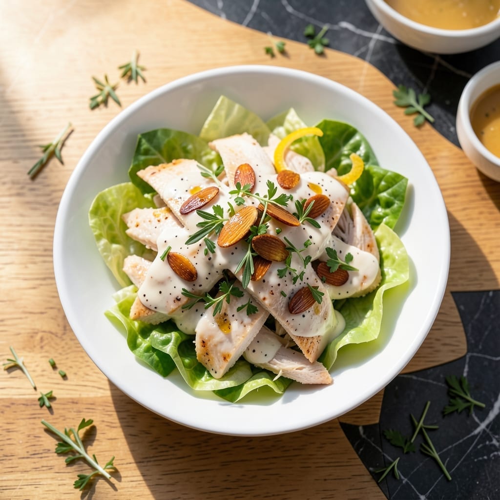 Savory Chicken Salad Recipe: Herbed Creaminess With Crunchy Almonds Savory Chicken Salad Recipe: Herbed Creaminess With Crunchy Almonds