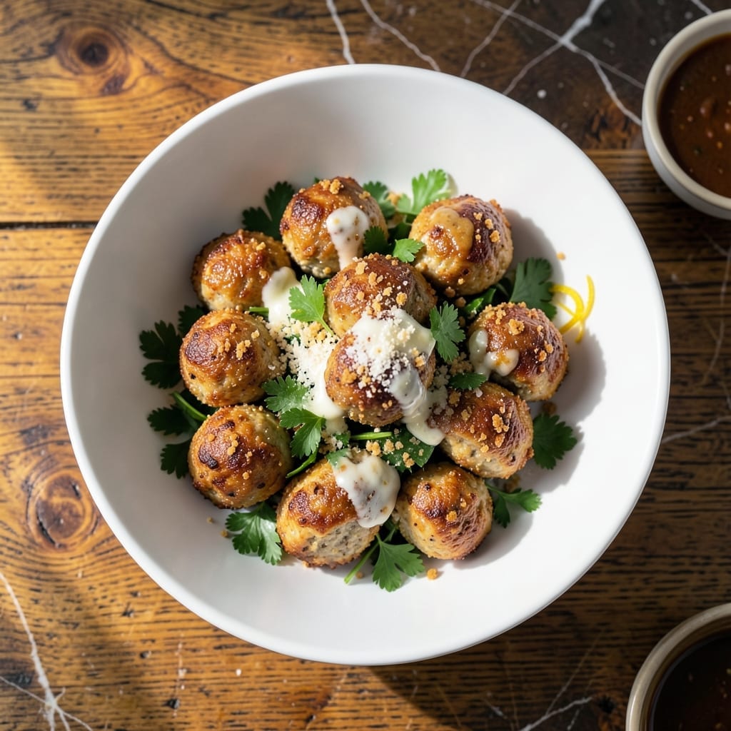 Baked Chicken Meatballs Recipe: Moist Centers With Herb Crust Baked Chicken Meatballs Recipe: Moist Centers With Herb Crust