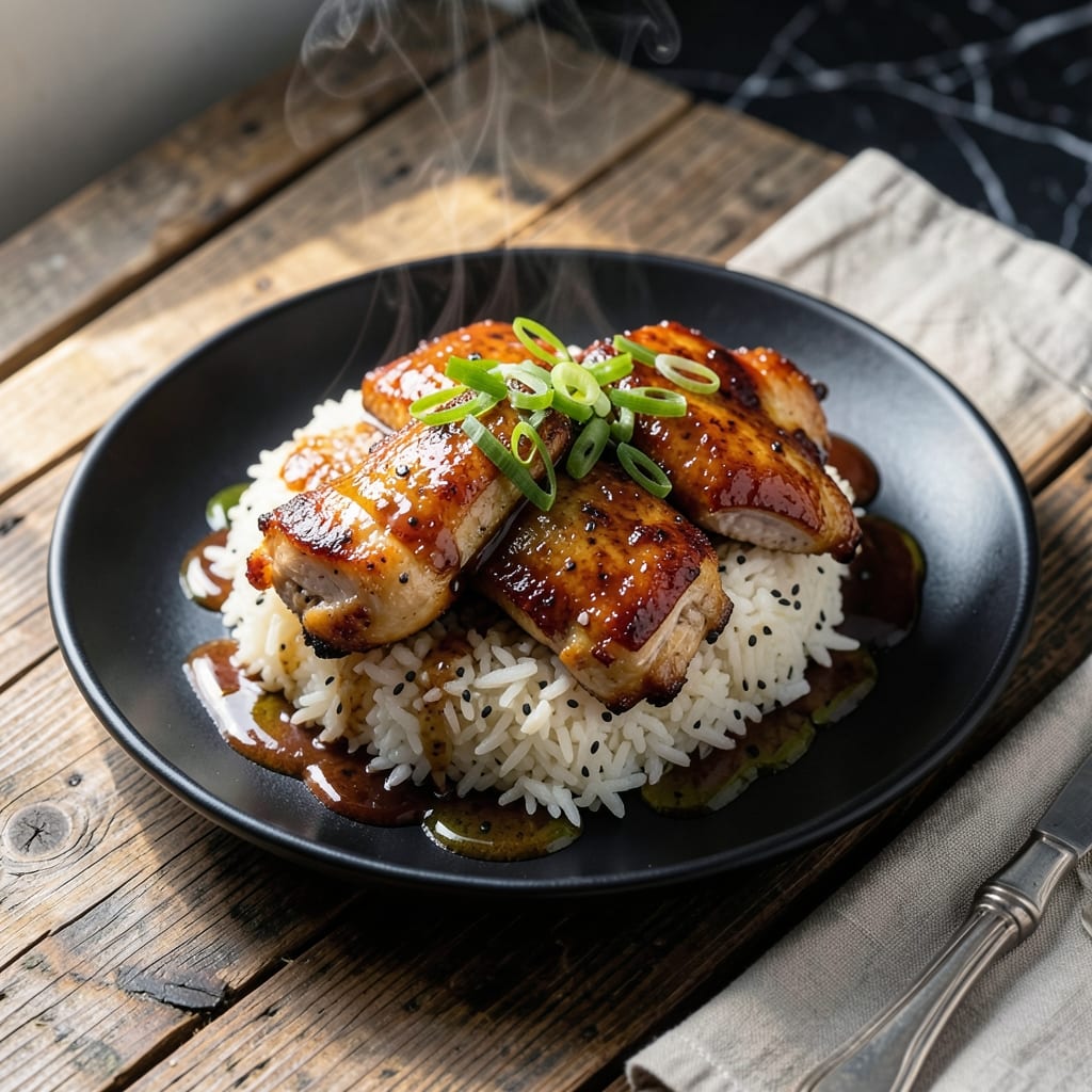 Korean Chicken and Rice Recipe: Ginger-Garlic Glazed Harmony Over Fluffy Grains