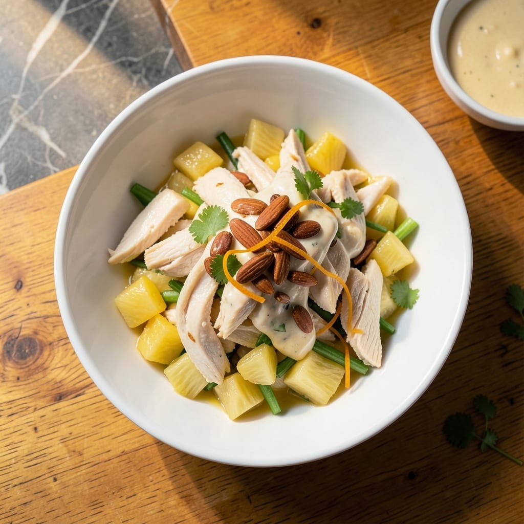 Pineapple Chicken Salad Recipe: Tropical Sweetness With Crunchy Almonds Pineapple Chicken Salad Recipe: Tropical Sweetness With Crunchy Almonds