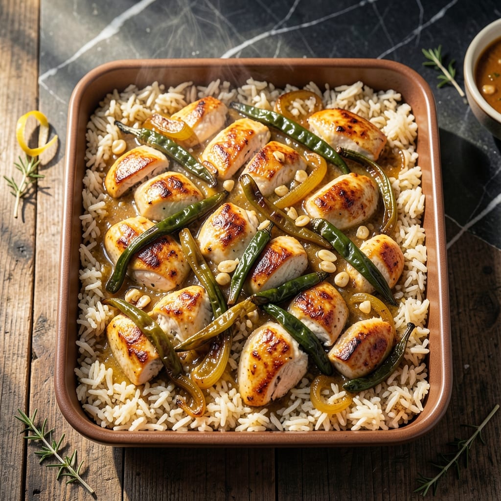 Famous Baked Mexican Chicken and Rice Poblano Casserole Recipe: Smoky Cheese Blanket Over Spiced Grains