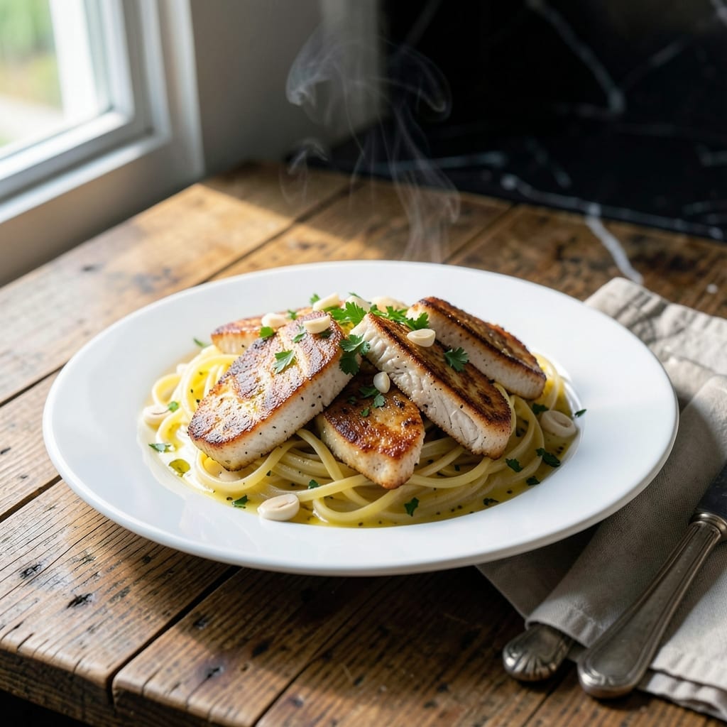 Chicken Linguine Recipe: Garlicky White Wine Sauce With Spinach