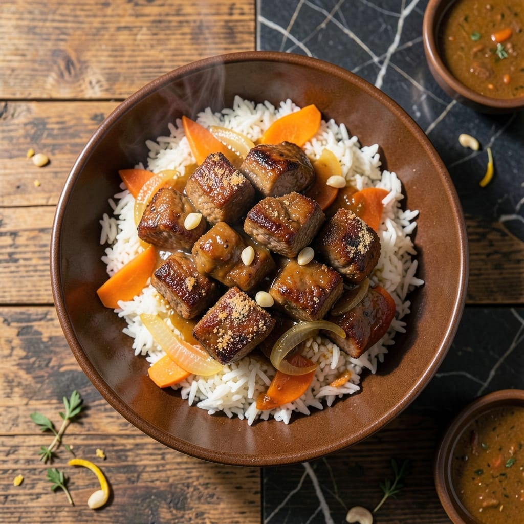 Beef Stew Meat Over Rice Recipe: Slow-Cooked Tenderness on Fluffy Grains