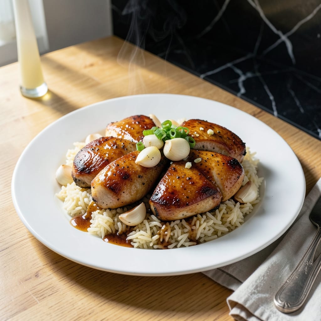 Garlic Butter Chicken and Rice Recipe: Wok-Seared Aroma Over Fluffy Grains