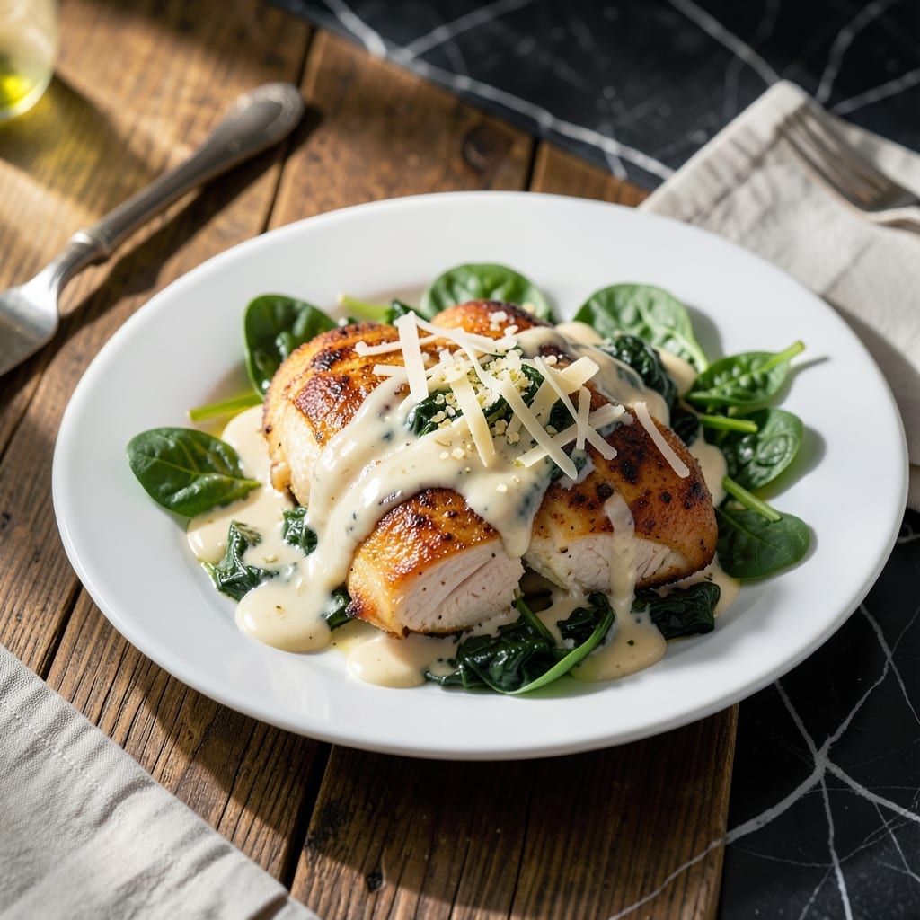 Chicken Florentine Recipe: Spinach and Parmesan Cream Sauce Chicken Florentine Recipe: Spinach and Parmesan Cream Sauce