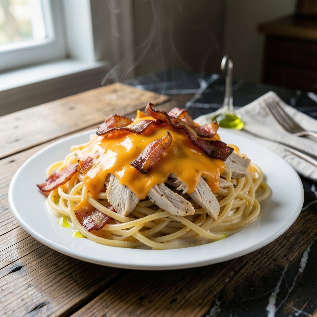 Crack Chicken Spaghetti Recipe: Cheesy Ranch and Bacon Indulgence Crack Chicken Spaghetti Recipe: Cheesy Ranch and Bacon Indulgence