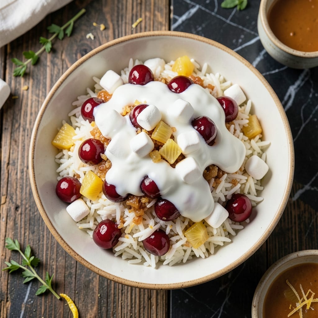 Glorified Rice Dessert Recipe: Creamy Pineapple and Maraschino Cherry Delight Glorified Rice Dessert Recipe: Creamy Pineapple and Maraschino Cherry Delight