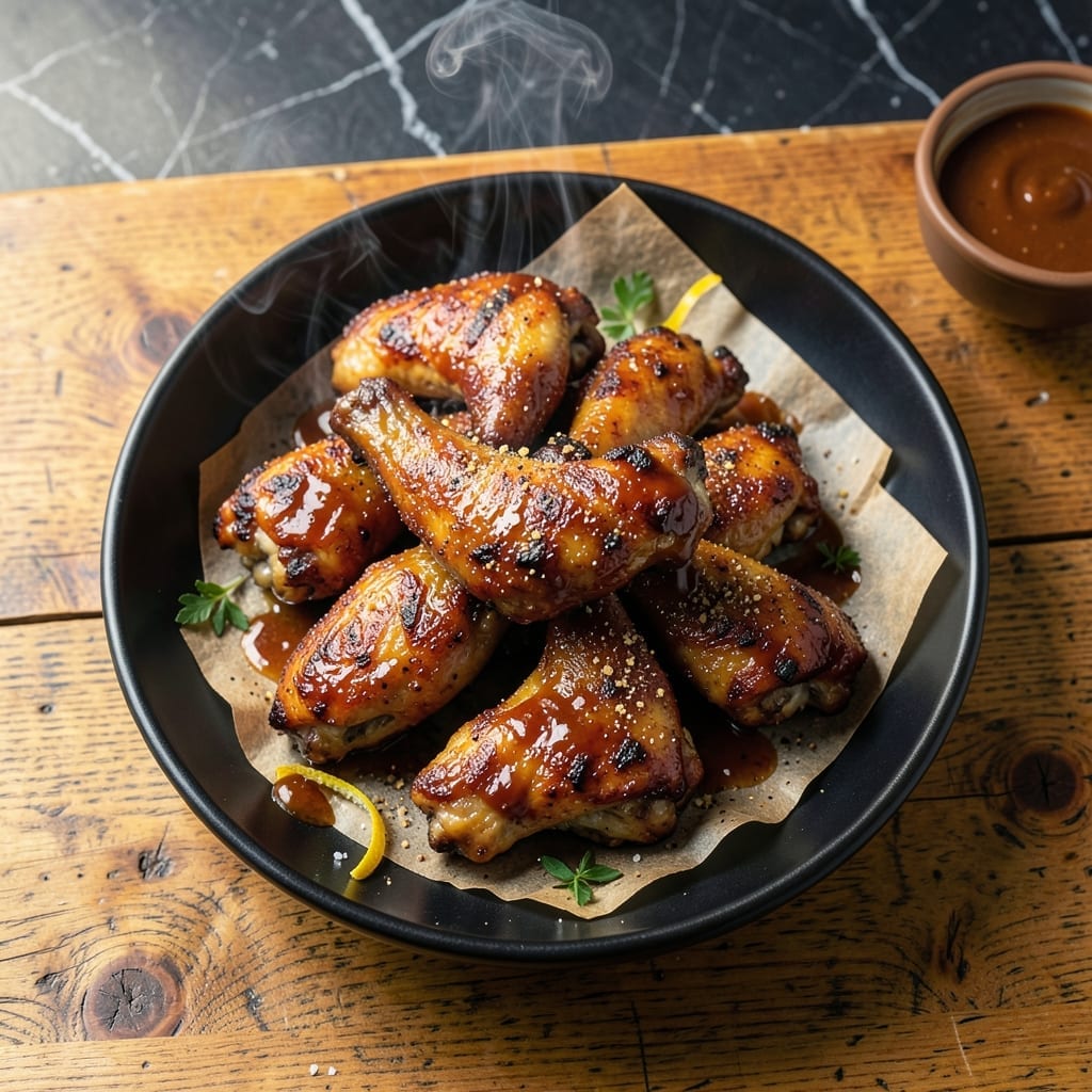 Grilled BBQ Chicken Wings: Charred Edges With Sticky Glaze Grilled BBQ Chicken Wings: Charred Edges With Sticky Glaze
