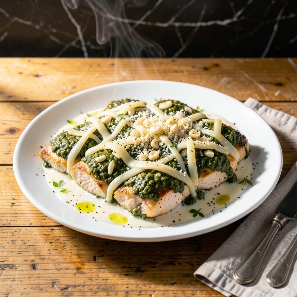 Pesto Chicken Bake Recipe: Herbed Cheese Blanket Over Tender Chicken Pesto Chicken Bake Recipe: Herbed Cheese Blanket Over Tender Chicken