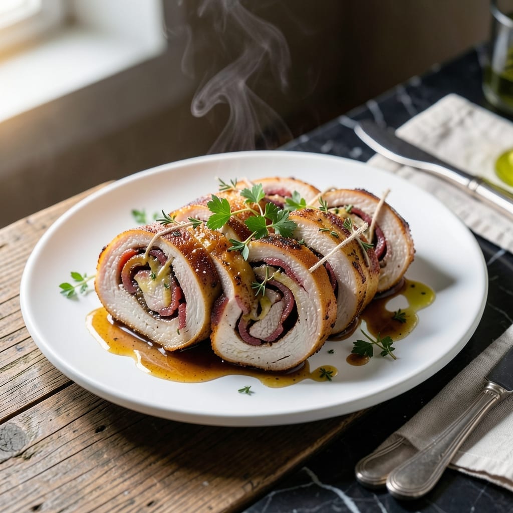 Chicken Rouladen Recipe: Herb-Stuffed Rolls With Wine-Infused Sauce