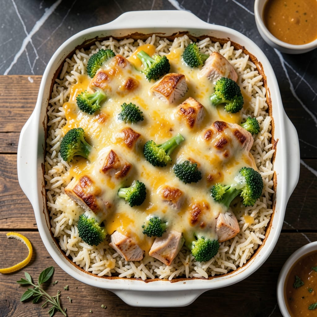 Broccoli Rice Cheese and Chicken Casserole Recipe: Creamy One-Pan Family Meal
