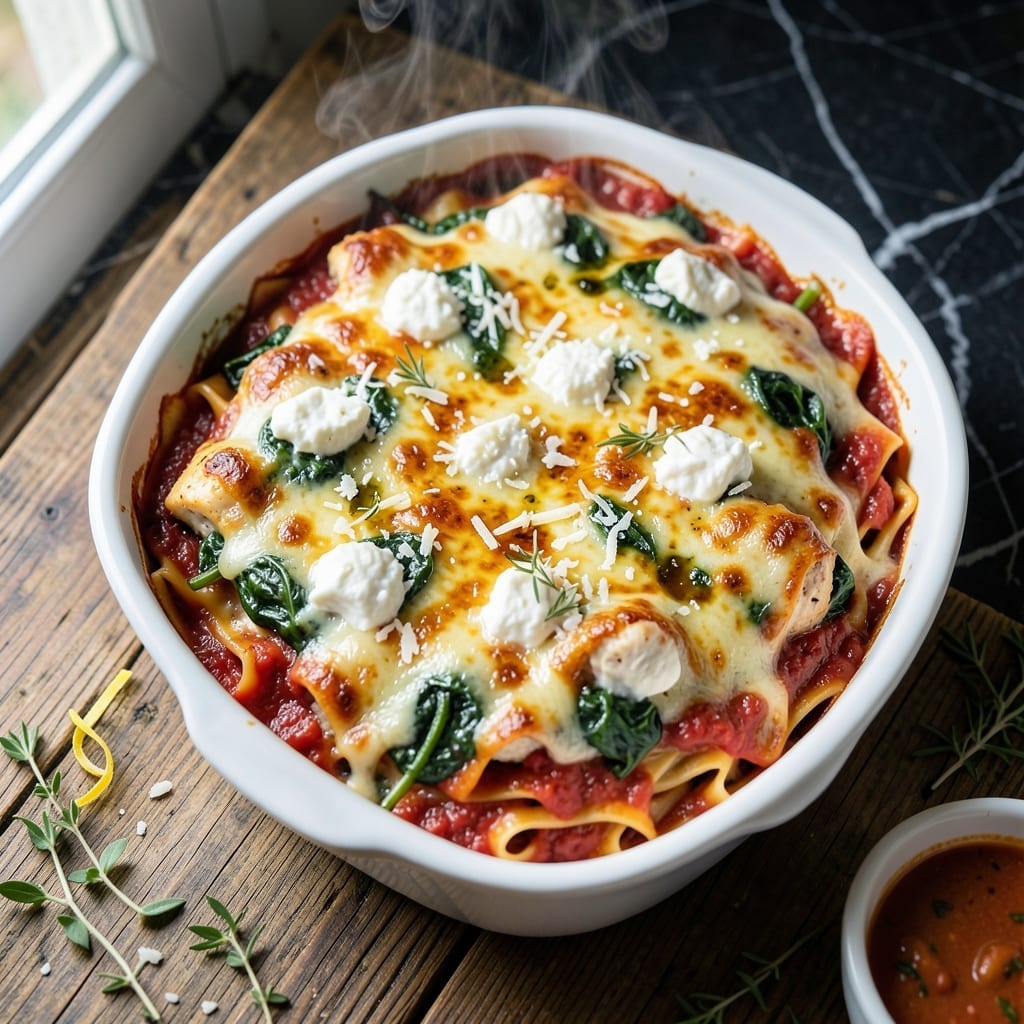 Chicken and Spinach Lasagna Recipe: Layers of Cheesy Comfort Chicken and Spinach Lasagna Recipe: Layers of Cheesy Comfort