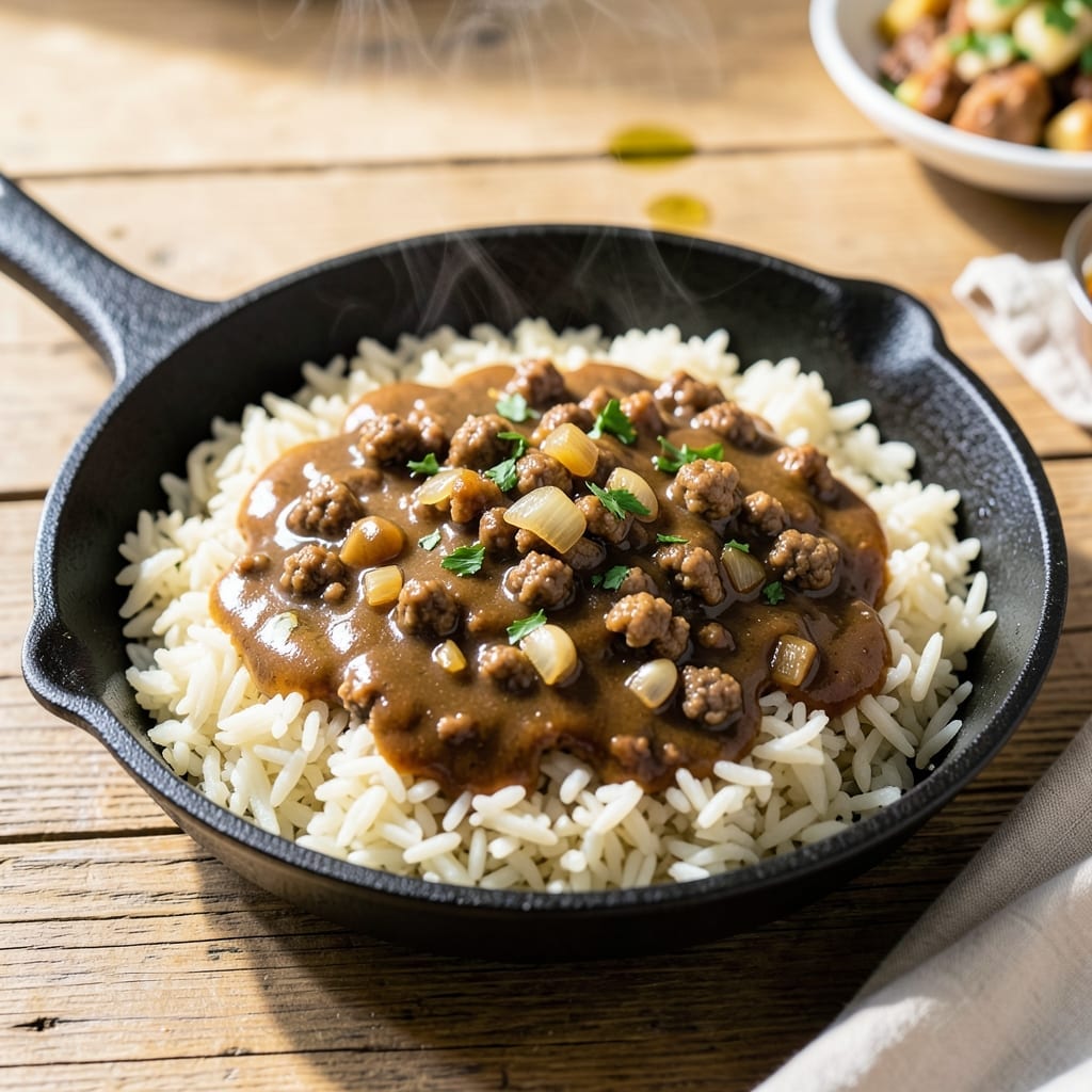 Hamburger Gravy and Rice Recipe: Savory One-Pot Comfort Hamburger Gravy and Rice Recipe: Savory One-Pot Comfort