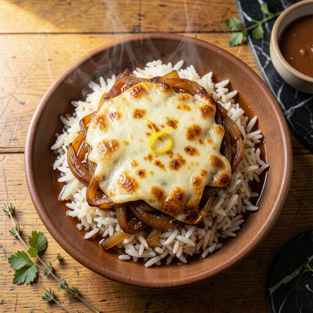 Rice French Onion Soup Beef Consommé Recipe: Rich Umami Depth in Every Spoon Rice French Onion Soup Beef Consommé Recipe: Rich Umami Depth in Every Spoon