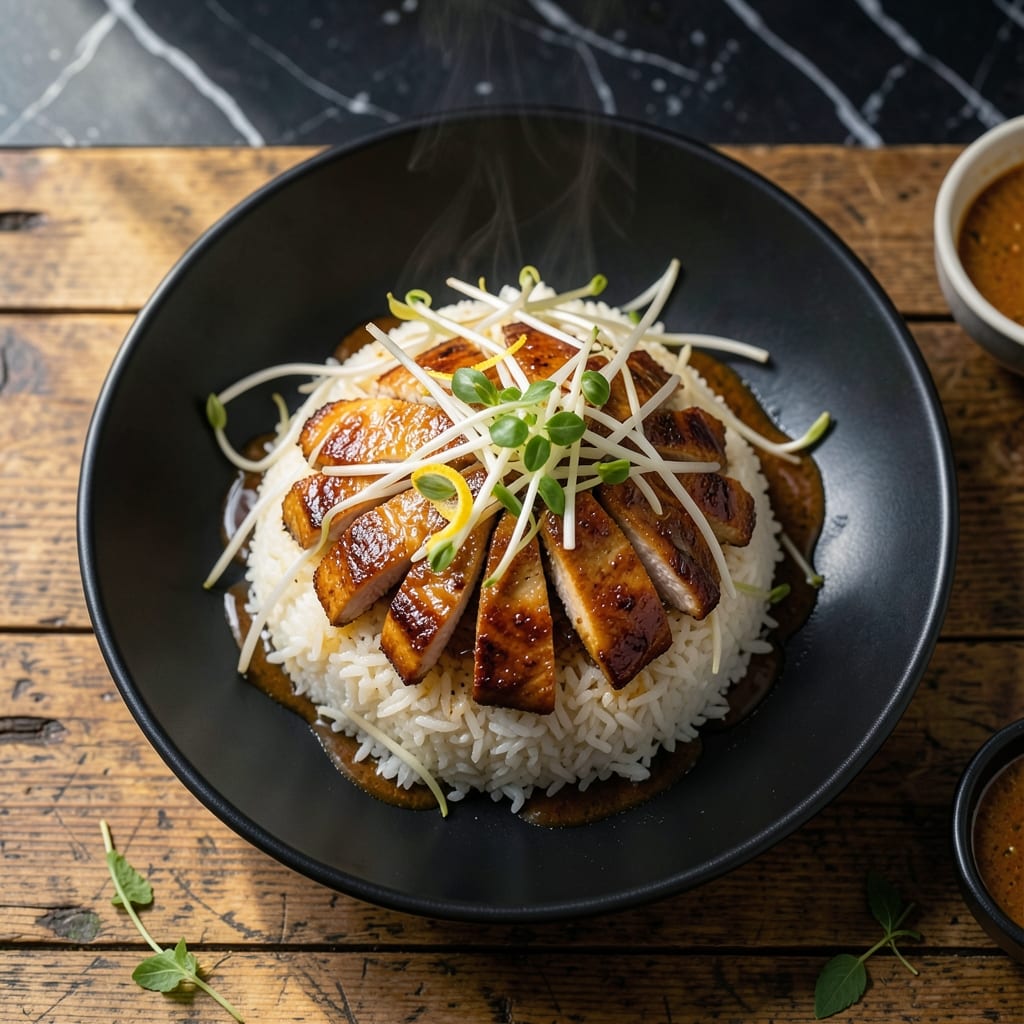 Chicken Rice and Bean Sprouts Recipe: Wok-Seared Umami With Fresh Crunch