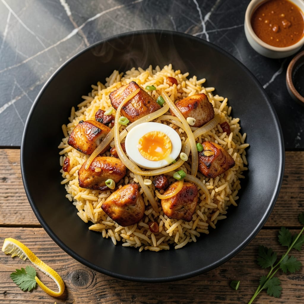 Chicken Curry Fried Rice Recipe: Thai Basil and Wok-Seared Egg Ribbons