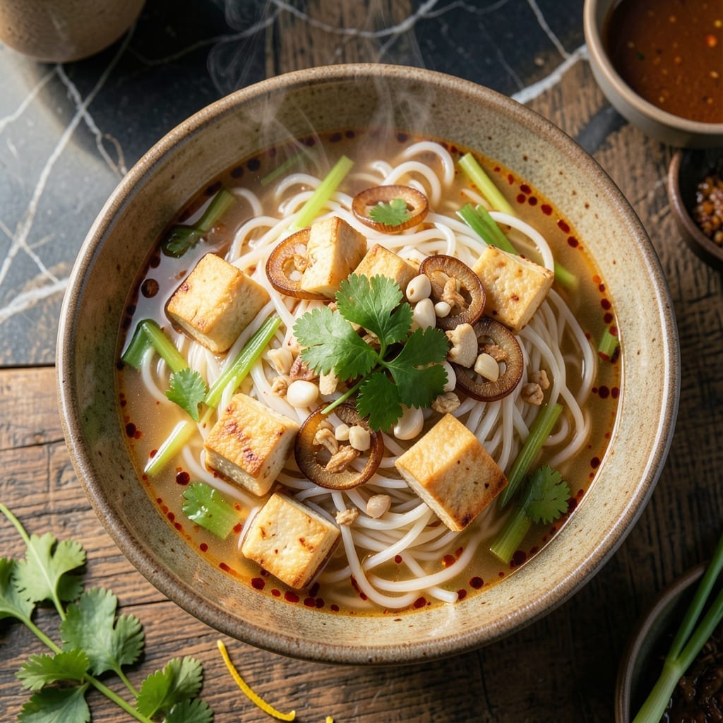 Rice Noodles Soup Recipe Vegetarian: Fragrant Lemongrass and Tofu Bowl