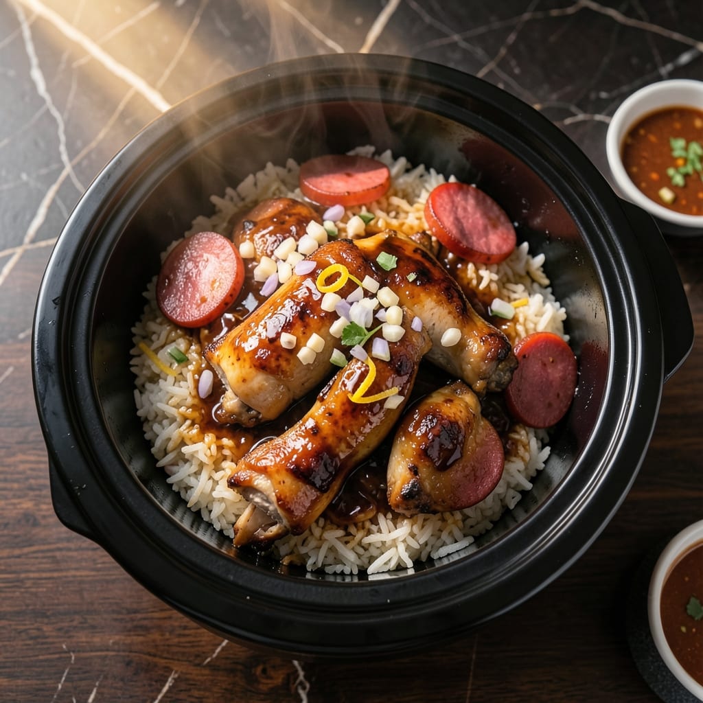 Malaysian Claypot Chicken Rice Recipe in Rice Cooker: Hands-Off Street Food Aroma at Home