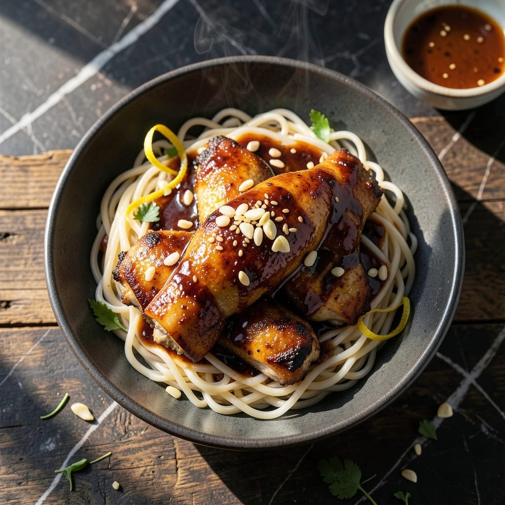 Chicken Thigh and Rice Noodle Recipe: Garlic-Infused Wok Toss with Crisp Edges