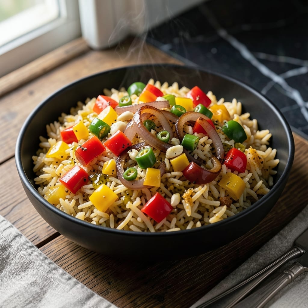 Capcicum Rice Recipe: Spiced Bell Pepper and Rice Delight Capcicum Rice Recipe: Spiced Bell Pepper and Rice Delight