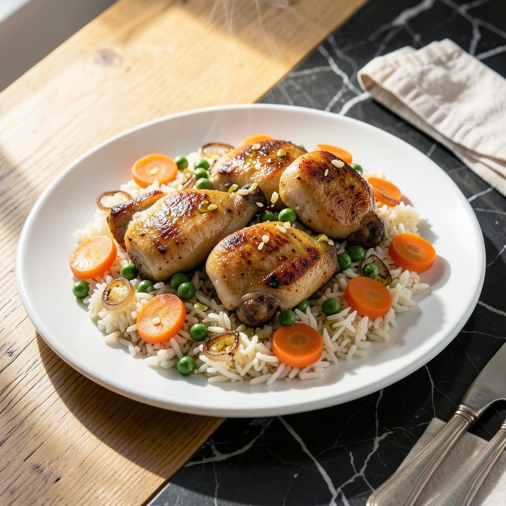 Chicken Rice Peas and Carrots Recipe: Colorful One-Pot Family Meal