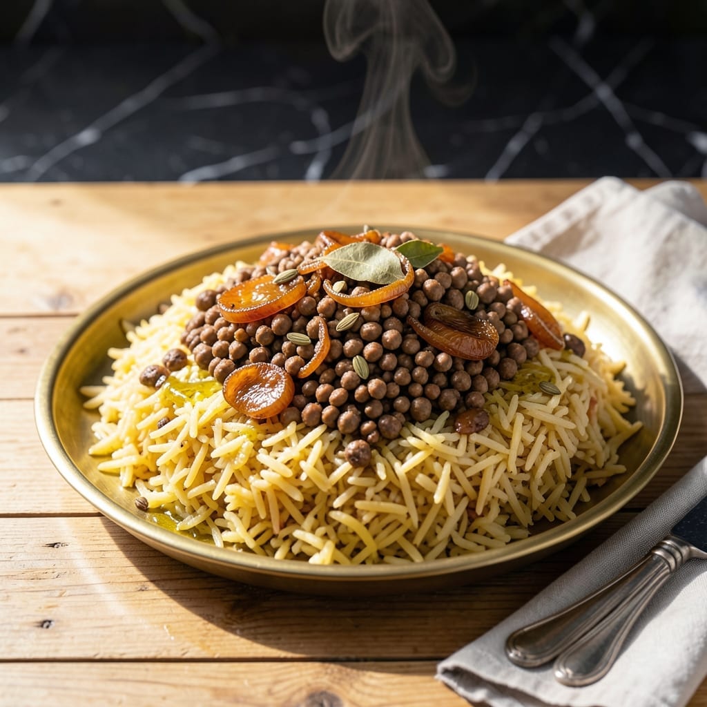Muslim Rice Recipe: Aromatic Basmati With Spiced Lentils and Caramelized Onions Muslim Rice Recipe: Aromatic Basmati With Spiced Lentils and Caramelized Onions