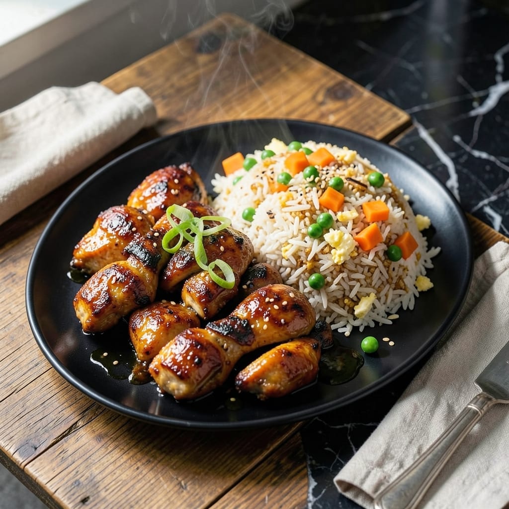 Hibachi Teriyaki Chicken and Fried Rice Recipe: Sizzling Wok-Fired Feast