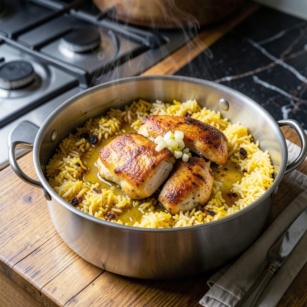 Chicken and Yellow Rice Recipe on Stovetop: Flavorful One-Pot Meal in 30 Minutes