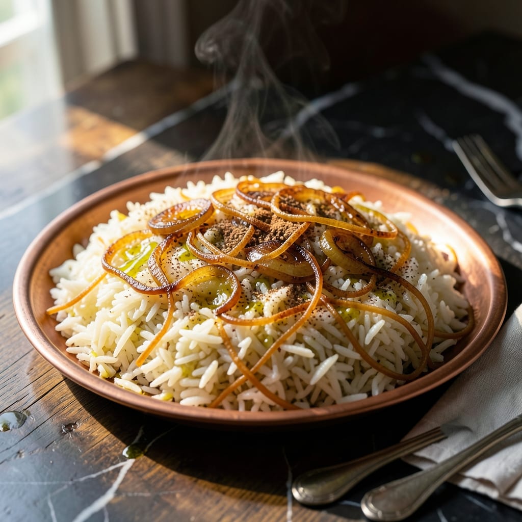 Libyan Rice Recipe: Spiced Pilaf With Vermicelli Crunch