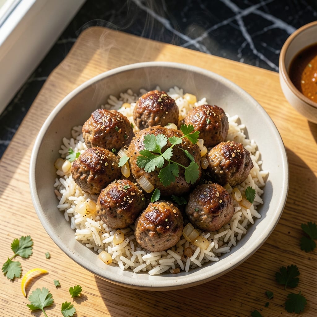 Meatball and Rice Recipe: Hearty Bites Over Fluffy Grains
