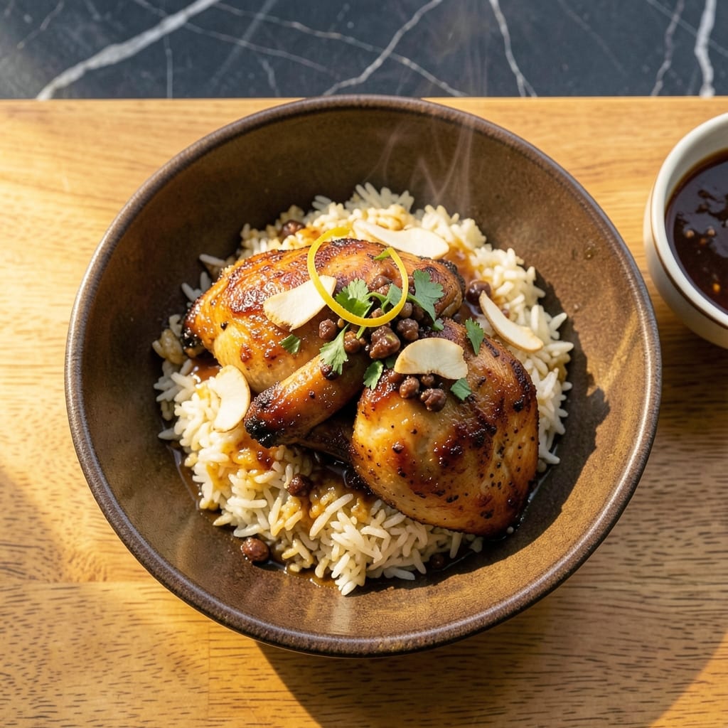 Malaysian Roast Chicken Rice Recipe: Fragrant Spiced Rice With Golden Chicken