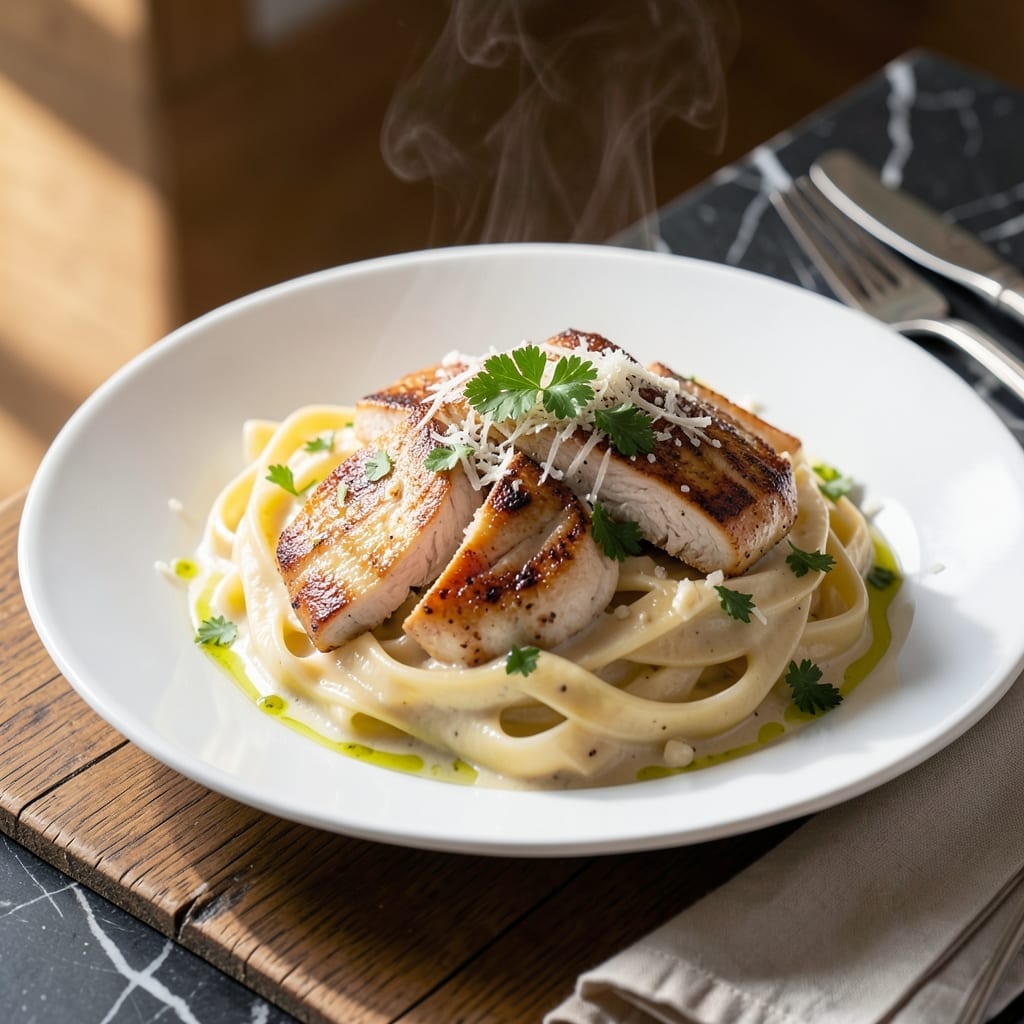 Chicken Fettucini Alfredo Recipe: Silky Ribbons in Garlic Cream