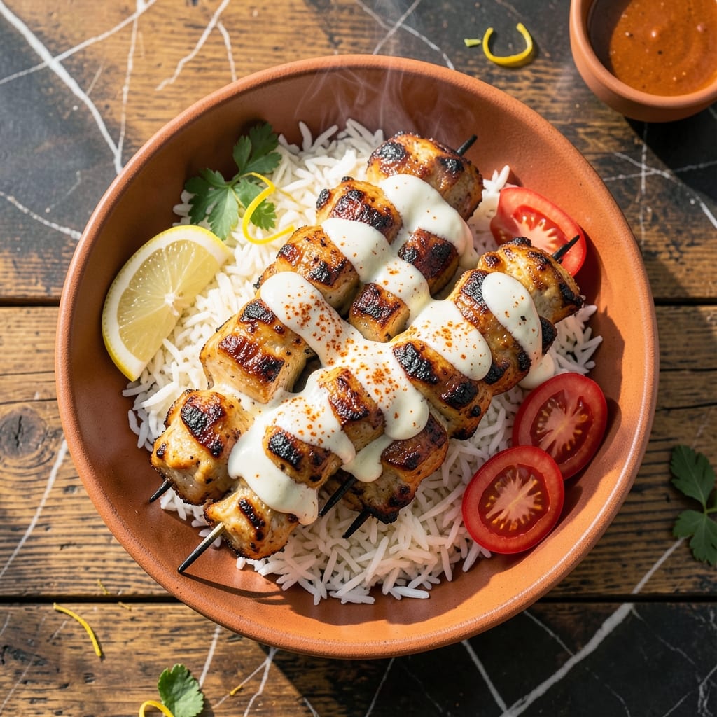Kabob and Rice Recipe: Skewered Spice Over Fluffy Basmati Kabob and Rice Recipe: Skewered Spice Over Fluffy Basmati