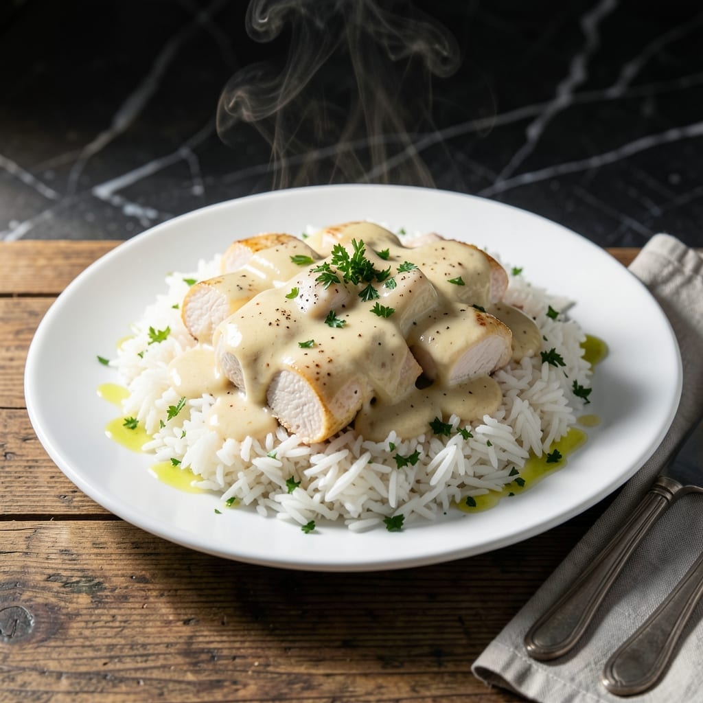 Creamed Chicken Over Rice Recipe: Velvety Sauce on Fluffy Grains