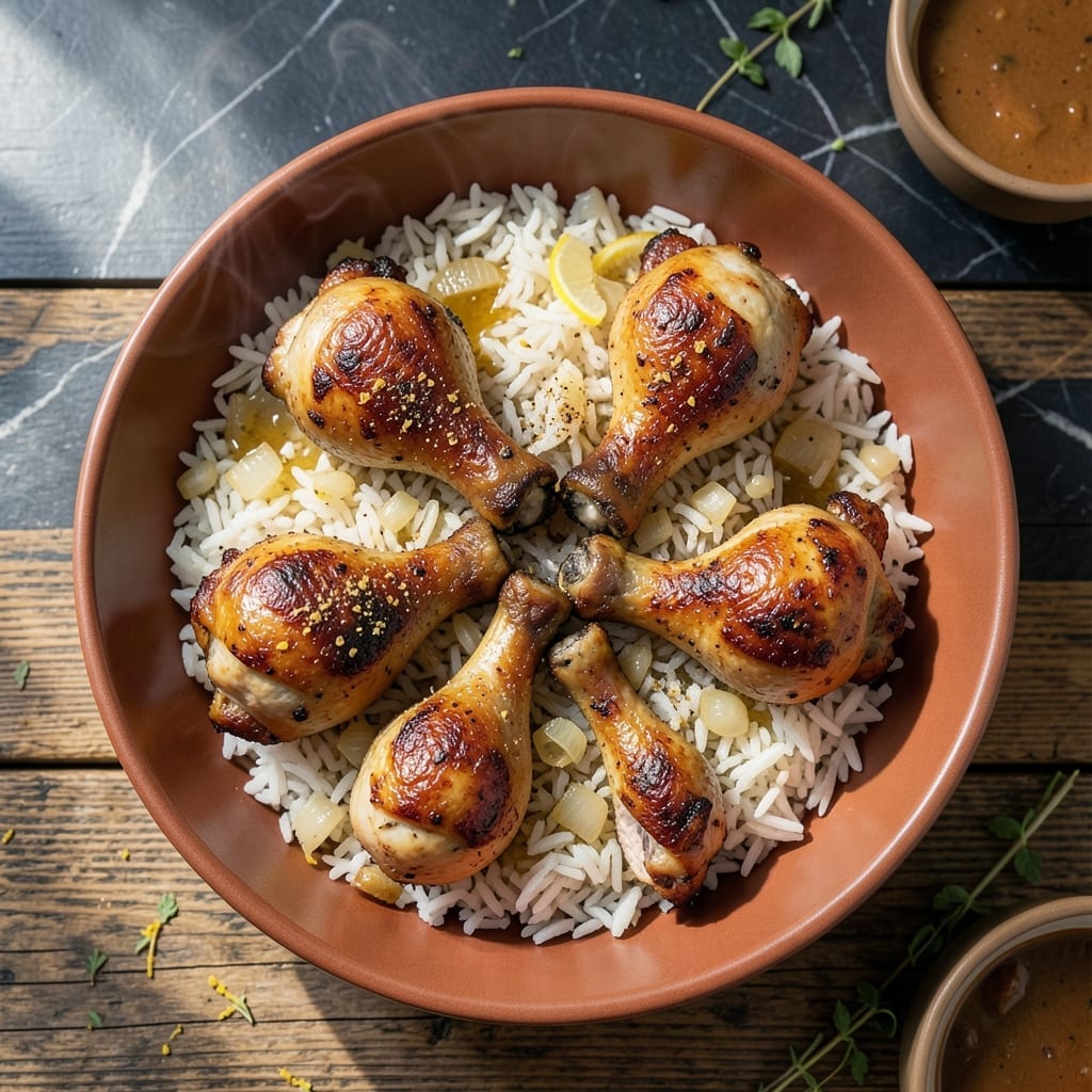 Baked Chicken Legs and Rice Recipe: One-Pan Golden Comfort