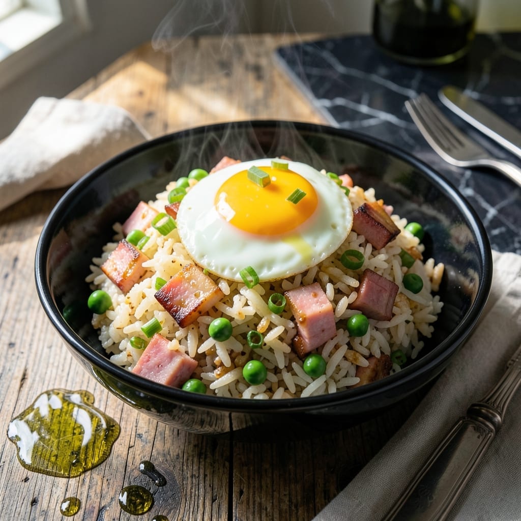 Ham Fried Rice Recipe With Egg: Wok-Charred Savory Bites With Scrambled Egg Ham Fried Rice Recipe With Egg: Wok-Charred Savory Bites With Scrambled Egg