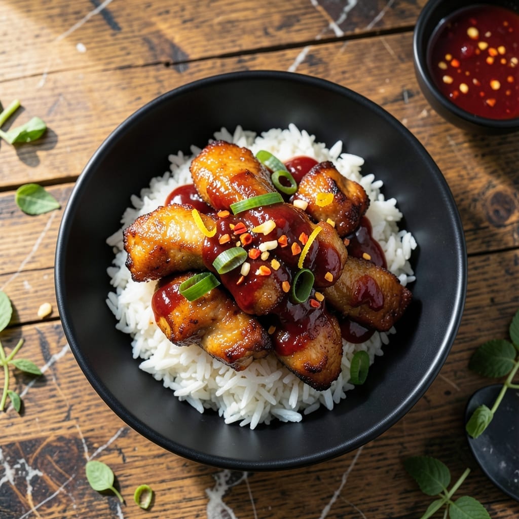 Sweet Chili Chicken Rice Bowl Recipe: Thai-Inspired Sweet Heat Over Steamed Jasmine Sweet Chili Chicken Rice Bowl Recipe: Thai-Inspired Sweet Heat Over Steamed Jasmine
