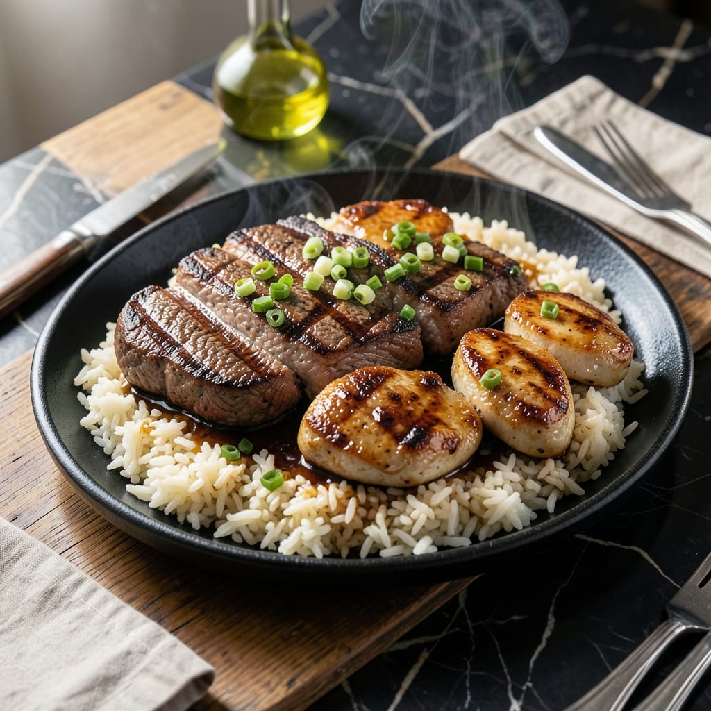 Hibachi Steak Chicken and Rice Recipe: Wok-Seared Flavor with Garlic Butter Sauce