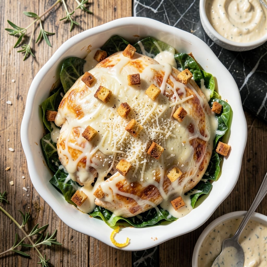 Chicken Caesar Bake Recipe: Crispy Topped Creamy Indulgence