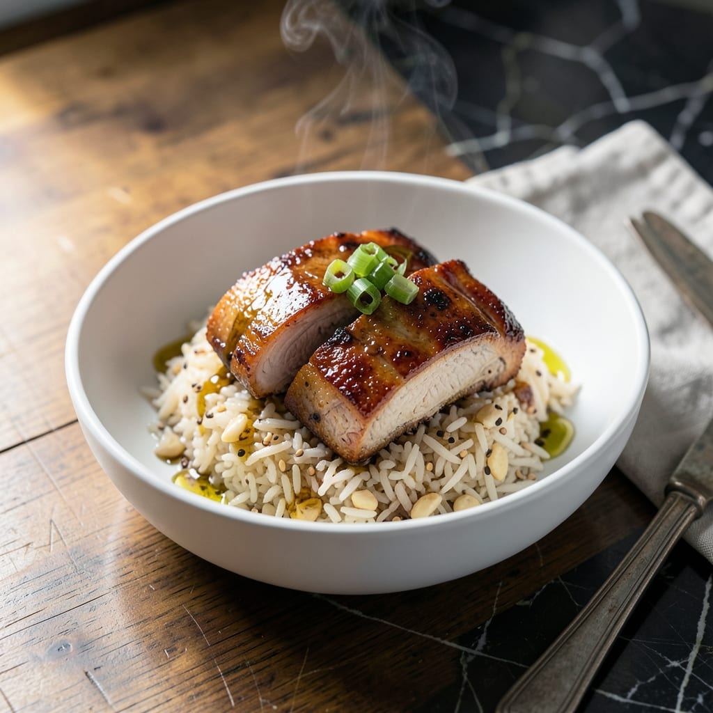 Pork Over Rice Recipe: Savory Garlic Sauce and Tender Bites Pork Over Rice Recipe: Savory Garlic Sauce and Tender Bites