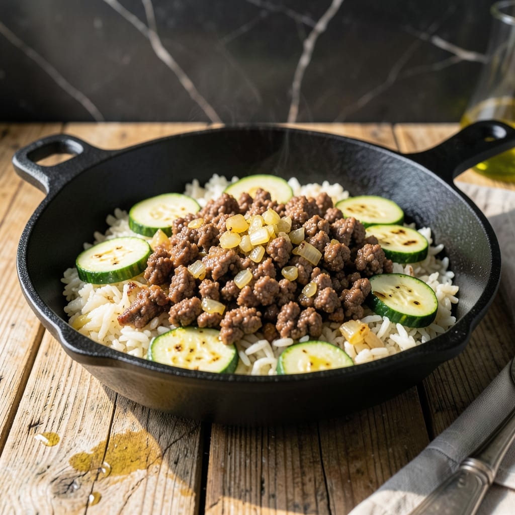 Ground Beef Rice Zucchini Recipe: One-Skillet Weeknight Dinner Ground Beef Rice Zucchini Recipe: One-Skillet Weeknight Dinner