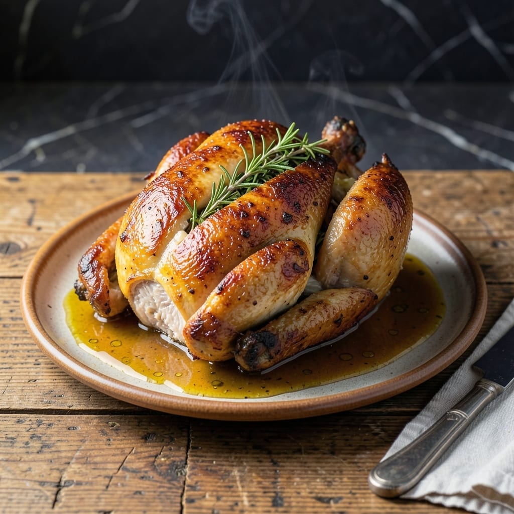 Roasted Chicken With Sauce Recipe: Golden Skin and Savory Drizzle