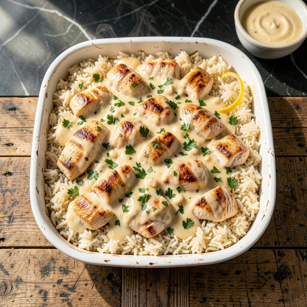 Chicken Alfredo Rice Casserole Recipe: Creamy One-Pan Family Favorite Chicken Alfredo Rice Casserole Recipe: Creamy One-Pan Family Favorite