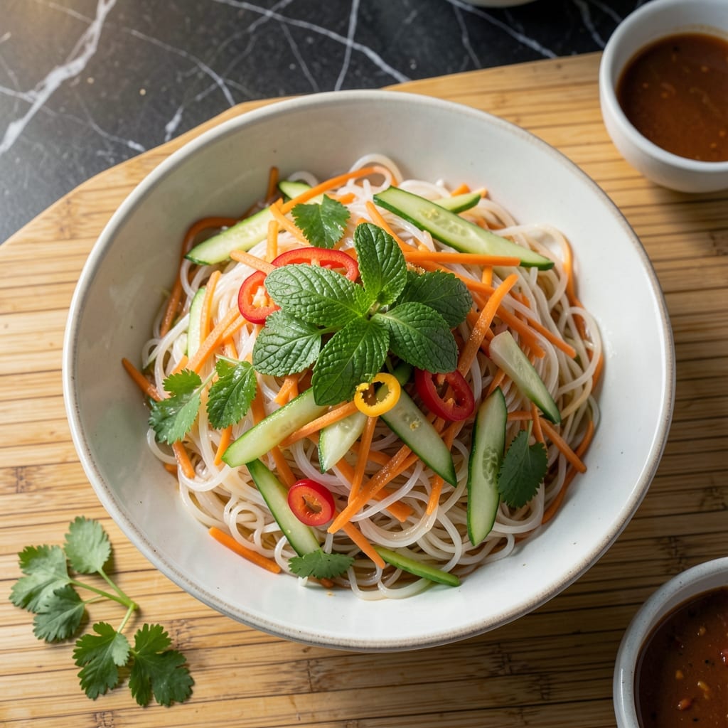 Vietnamese Rice Noodle Salad Recipe: Fresh Herb And Peanut Crunch Vietnamese Rice Noodle Salad Recipe: Fresh Herb And Peanut Crunch