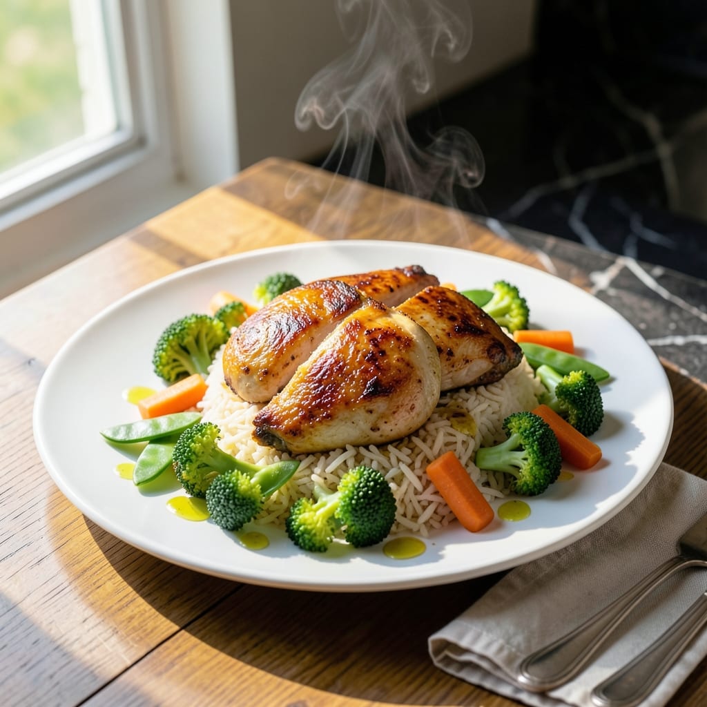 Chicken Rice and Mixed Vegetables Recipe: Fluffy Grains with Garden Freshness