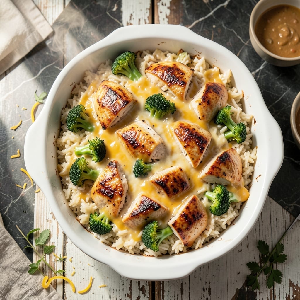 Recipe for Broccoli Rice Casserole With Chicken: Cheesy One-Pan Family Favorite