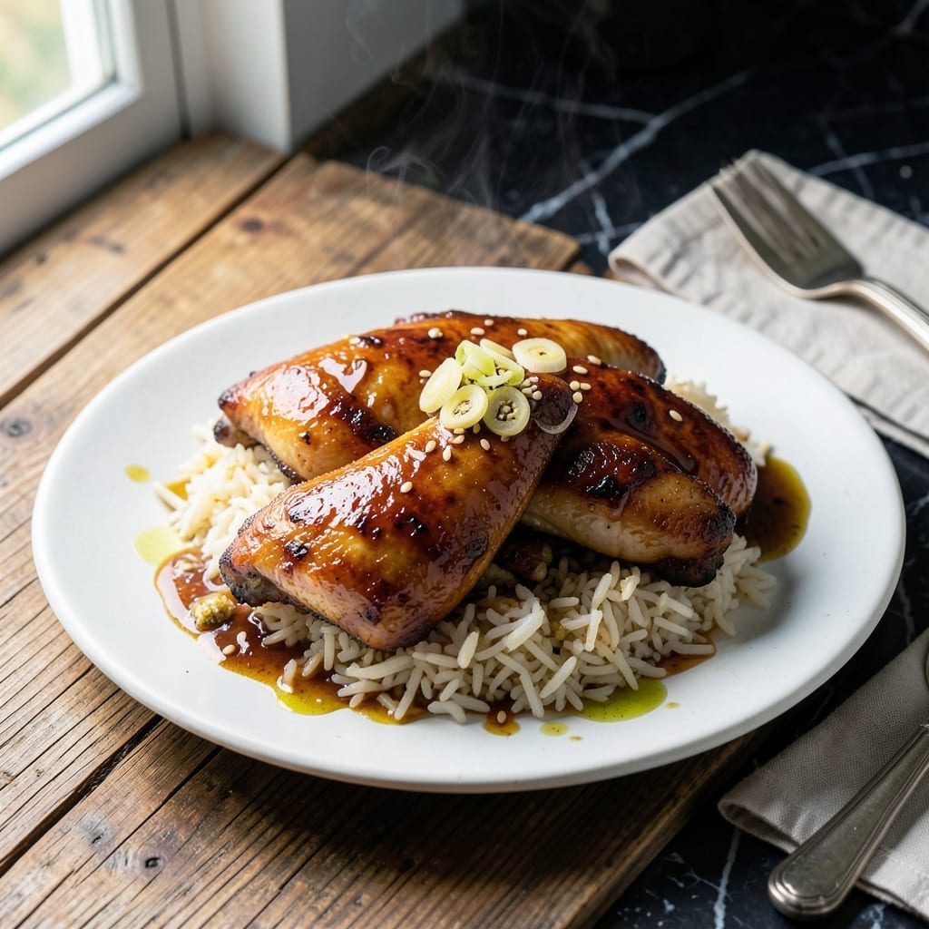 Honey Soy Chicken and Rice Recipe: Sticky Glaze Over Fluffy Grains