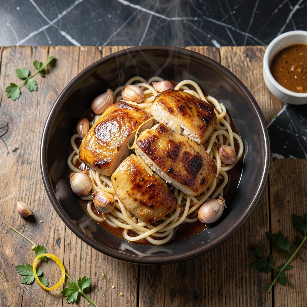 Garlic Chicken Noodles Recipe: Wok-Tossed with Silky Sauce Garlic Chicken Noodles Recipe: Wok-Tossed with Silky Sauce