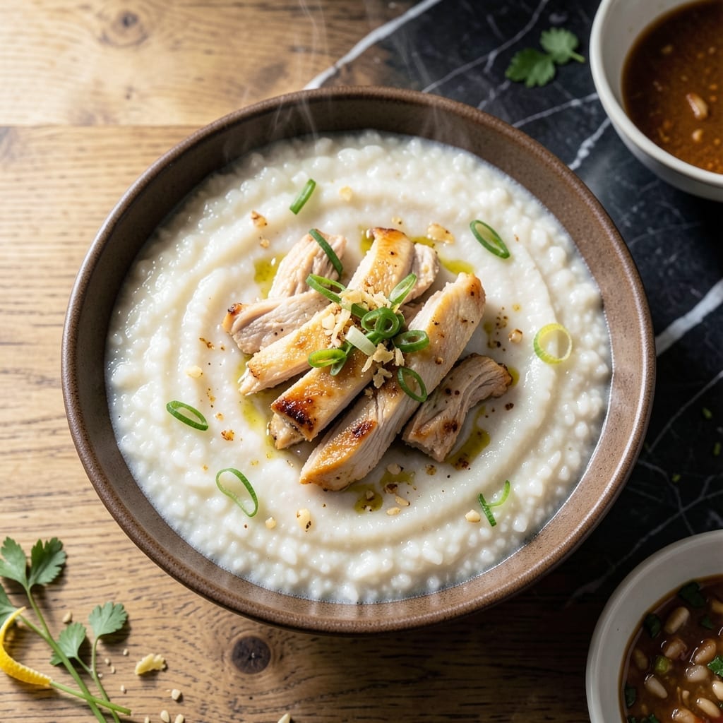 Chicken Porridge Recipe: Savory Congee With Ginger and Scallions Chicken Porridge Recipe: Savory Congee With Ginger and Scallions