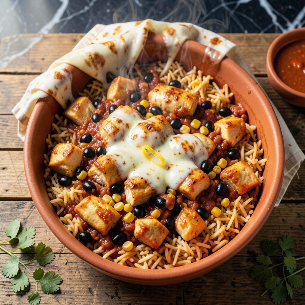 Dump and Bake Chicken Enchilada and Rice Recipe: Effortless One-Dish Fiesta